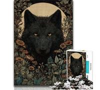 Adult Jigsaw Puzzles 1000 Pieces Black Wolf,Help The Brain Exercise Addictive Toys to Cultivate Patience Perfect Decoration 38x26cm