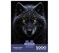 Adult Jigsaw Puzzles 1000 Pieces Black Wolf with Glowing Yellow Eyes Jigsaws for Adults Brain Teaser Game A Work of Art Educational Challenge 38x26cm/1000pcs