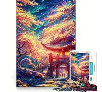 Adult Jigsaw Puzzles 1000 Pieces Blossoms at The Temple Gat Sharp Cut Art, Focus Fun Game, Calm Play Time, Christmas Fun Gift (50x75cm)