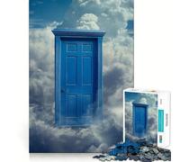Adult Jigsaw Puzzles 1000 Pieces Blue Door Heaven Clouds Sharp Cut Art, Focus Fun Game, Calm Play Time, Christmas Fun Gift (38x26cm)