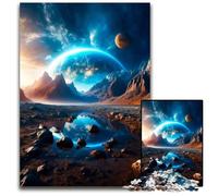 Adult Jigsaw Puzzles 1000 Pieces Blue Glow Wooden Jigsaw Educational Toy for Teenagers Home Office Decor 1000 PCS(75x50cm)