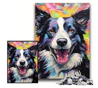 Adult Jigsaw Puzzles 1000 Pieces Border Collie 1000-Piece Jigsaw Puzzle Challenging Brain Teaser for Teenager, Family Game Night Fun Size 50x75cm