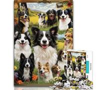 Adult Jigsaw Puzzles 1000 Pieces Border Collie Collage,Help The Brain Exercise Addictive Toys to Cultivate Patience Gift For Birthdays (38x26cm)