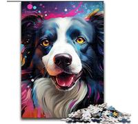 Adult Jigsaw Puzzles 1000 Pieces Border Collie Nebula Made of Wood, Fun Present & Activity for Home 50x75cm Brain-Challenging DIY Decorative Game, Family Interactive Toy