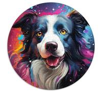 Adult Jigsaw Puzzles 1000 Pieces Border Collie Nebula Round Paper Puzzles Brain Challenge Gift,Educational Activity for Teenagers (Size 67.5x67.5cm)