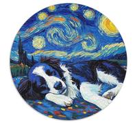Adult Jigsaw Puzzles 1000 Pieces Border Collie Night Sky Round Jigsaw Puzzle 1000 Pieces Family Game Night, Home Decor & Brain Training Gift (67.5x67.5cm)