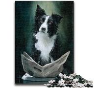 Adult Jigsaw Puzzles 1000 Pieces Border Collie on The Toilet Adult Jigsaw,Stress Reliever Difficult Challenge Unique Home Decor And Gifts (38x26cm)