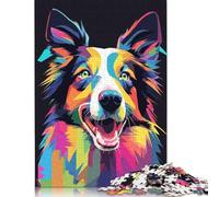 Adult Jigsaw Puzzles 1000 Pieces Border Collie Pop Art 2 Paper Puzzles for Adults & Teenager for Adults& Teens Age 12 Years Up 38x26cm/1000pcs