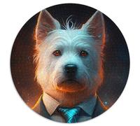 Adult Jigsaw Puzzles 1000 Pieces Boss Dog Round Puzzles Family Activity Game for Teenager, DIY Home Decor Brain Teaser Gift 1000pcs (67.5x67.5cm)