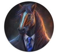 Adult Jigsaw Puzzles 1000 Pieces Boss Horse 1000 Piece Round Jigsaw Ideal DIY Decor & Brain Teaser Gift 67.5x67.5cm