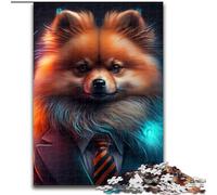 Adult Jigsaw Puzzles 1000 Pieces Boss Pomeranian Wooden Jigsaw Educational Activity for Cognitive Skills Cognitive Skill Improvement size : 50x75cm