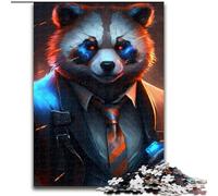 Adult Jigsaw Puzzles 1000 Pieces Boss Raccoon Made of Wood, Fun Present & Activity for Home 50x75cm Brain-Challenging DIY Decorative Game, Family Interactive Toy