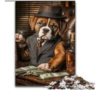 Adult Jigsaw Puzzles 1000 Pieces Boxer Dog Drinking, Suitable for Ages 14 And Up Home Educational Games DIY Toys Artwork Gift (Size 26x38cm)