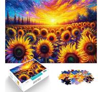 Adult Jigsaw Puzzles 1000 Pieces Bright sunflowers under sunset Made of wood for and from 14 years and over Each piece is unique - Fun and challenging game for the whole ideas。