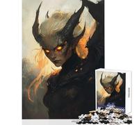 Adult Jigsaw Puzzles 1000 Pieces Bringer of Twilight’s Blessing, Demoness with Fiery Eyes Home Decoration Toys Secret Santa Gifts Relax Games Challenging To Complete Size 38x52cm