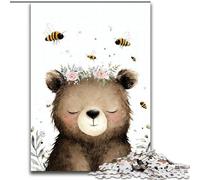 Adult Jigsaw Puzzles 1000 Pieces Brown Bears And Bees Jigsaw Family Interactive Game, Ideal for Teenagers, Brain Teaser Gift (size 26x38cm)