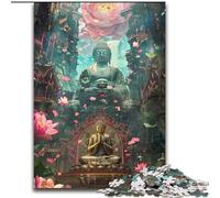 Adult Jigsaw Puzzles 1000 Pieces Buddha Statue Made of Wood, for Ages 14+ 50x75cm Challenging Brain Teaser - Relaxing Toy for Teenagers