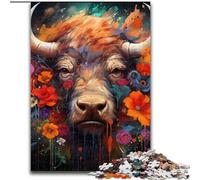 Adult Jigsaw Puzzles 1000 Pieces Buffalo Difficult Puzzles for Adults Family Interactive Game, Craft Gift with Colorful Artwork size : 50x75cm