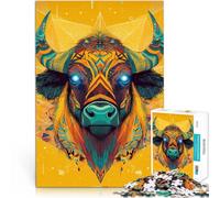 Adult Jigsaw Puzzles 1000 Pieces bull head art Made of wood,for age 14+ Antistress Vacation at home Killing time Great gifts and toys。size:50x75cm/14.96x20.47inch