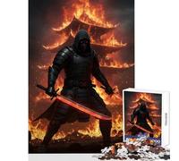 Adult Jigsaw Puzzles 1000 Pieces Burning Ninja with Red Swords Jigsaw Puzzles for Adults Difficult Challenge Train Your Brain And Hands Family Fun & Game Night (38x52cm)