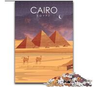Adult Jigsaw Puzzles 1000 Pieces Cairo Egypt Pyramids Art, Help The Brain Exercise Addictive Toys to Cultivate Patience Perfect Decoration 50x75cm
