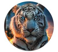 Adult Jigsaw Puzzles 1000 Pieces Captive Fire Tigers Round Paper Jigsaw Puzzles Brain-Challenging DIY Decorative Game,Family Interactive Toy (67.5x67.5cm)