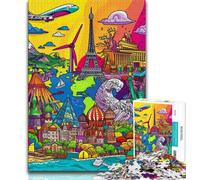 Adult Jigsaw Puzzles 1000 Pieces Cartoon Places of Interest 1000 Pieces for Adults,Educational Stress Relief Toy Gifts for Friends And Family (size 75x50cm)