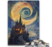 Adult Jigsaw Puzzles 1000 Pieces Castle Under The Stars Teenager Puzzles,Stress Reliever Difficult Challenge Secret Santa Gifts (26x38cm)