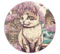 Adult Jigsaw Puzzles 1000 Pieces Cat Cherry Blossom Japan Jigsaw Puzzles for Adults Family Game Night, Home Decor & Brain Training Gift 67.5x67.5cm