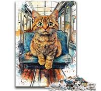 Adult Jigsaw Puzzles 1000 Pieces Cat on The Bus for Age 14 Years And over Decompressing Intellectual Educational Toy Great Gift 26x38cm