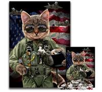 Adult Jigsaw Puzzles 1000 Pieces Cat Pilot in The Air Force Wooden Puzzles Brain Teaser Game for Teenagers, Perfect 50x75CM/19.68x29.52inch