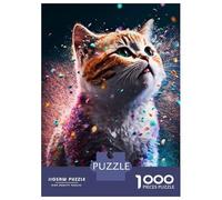 Adult Jigsaw Puzzles 1000 Pieces Cat Rainbow Bright Adult Puzzles Hands-on Game Analysis And Logic Gifts for Friends And Family 52x38cm/1000pcs