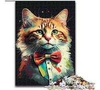 Adult Jigsaw Puzzles 1000 Pieces Cat with Bow 1000 Piece Jigsaw Puzzle for The Whole for Women, Gifts for Men size 38x26cm
