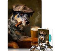 Adult Jigsaw Puzzles 1000 Pieces Cattle Dog Smoking Adult Puzzles,Learning Educational Toys Family Games Unique Birthday And Gifts 26x38cm