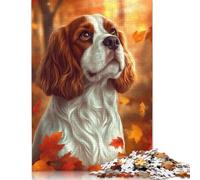 Adult Jigsaw Puzzles 1000 Pieces Cavalier King Charles Spaniel Autumn Portrait Paper Jigsaw Puzzles for Adults Educational Game Challenge Toy 1000pcs (38x26cm)
