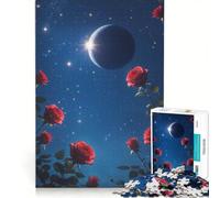 Adult Jigsaw Puzzles 1000 Pieces Celestial Roses Under A Cosmic Night, Hands-on Game, Fun Activities at Home, Enhance Love between Couples 50x75cm