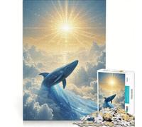 Adult Jigsaw Puzzles 1000 Pieces Celestial Whale Rising Toward The Sun, Hands-on Game, Fun Activities at Home, Enhance Love between Couples 50x75cm