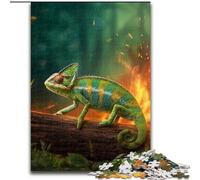 Adult Jigsaw Puzzles 1000 Pieces Chameleon in The Forest Jigsaw Challenging DIY Art for Enthusiasts, for Relaxation (size 26x38cm)