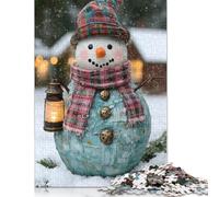 Adult Jigsaw Puzzles 1000 Pieces Charming Snowman Ornament Wood Puzzle Jigsaws for Adults Teenagers Age 14+ 1000pcs (75x50cm)