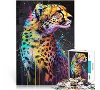 Adult Jigsaw Puzzles 1000 Pieces Cheetah Popart Painting Spiele Spielzeug Geschenk Lernspiel für Geburtstag, Weihnachten75x50cm