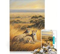Adult Jigsaw Puzzles 1000 Pieces Cheetahs on The Savannah, Hands-on Game, Fun Activities at Home, Enhance Love between Couples 38x52cm