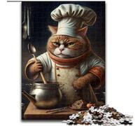 Adult Jigsaw Puzzles 1000 Pieces Chef Cat Jigsaws 1000 Pieces for Adults for Teenagers Challenging Toy Games (Size 50x75cm)