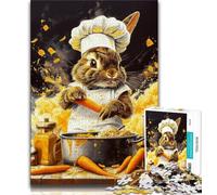 Adult Jigsaw Puzzles 1000 Pieces Chef Rabbit Teenager Jigsaw,Stress Reliever Staycation Kill Time Home Decoration Toys 26x38cm