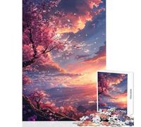 Adult Jigsaw Puzzles 1000 Pieces Cherry Blossom Fuji Sunset Jigsaw Puzzle 1000 Hands-on Game Great Gifts for Games Analysis And Logic (50x75cm)