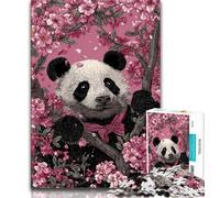 Adult Jigsaw Puzzles 1000 Pieces Cherry Blossoms Panda Adult Puzzles,family Fun Games Is Ideal As A Gift for The Whole Family (size 38x26cm)