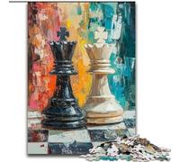 Adult Jigsaw Puzzles 1000 Pieces Chess Oil Painting, Help The Brain Exercise Addictive Toys to Cultivate Patience Enhance Memory (Size 50x75cm)
