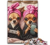 Adult Jigsaw Puzzles 1000 Pieces Chihuahua Adult Puzzles,Learning Educational Toys Family Games Unique Birthday And Gifts (75x50cm)