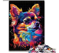 Adult Jigsaw Puzzles 1000 Pieces Chihuahua DJ Neon Made of Wood, for Ages 14+ 50x75cm Challenging Brain Teaser - Relaxing Toy for Teenagers