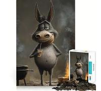 Adult Jigsaw Puzzles 1000 Pieces Chill Donkey with Drink Ideal Cut Decor Brain Teaser Gift Idle Fun Time Birthday Hobby Gift (38x52cm)