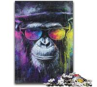Adult Jigsaw Puzzles 1000 Pieces Chimpanzee Wearing Glasses for And from 14 Years And over Play Toys Because It Is Ideal As A Gift for The Whole Family 50x75cm